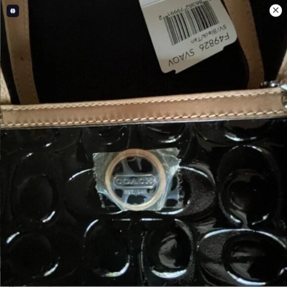 Coach Black Patent Leather Tan Tote Bag new with tags - Picture 7 of 16